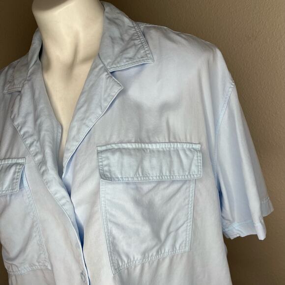 BABATON Cropped Boxy Fit Button-Up Top Powder Blue Size Medium - Picture 4 of 11